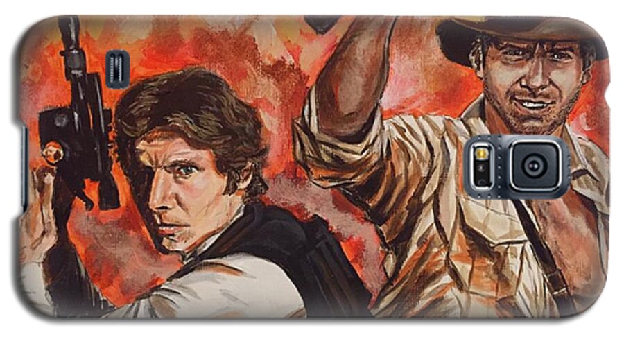 Han Solo Galaxy S5 Case featuring the painting Han Solo and Indiana Jones by Joel Tesch