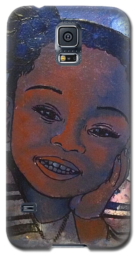 Acrylic Galaxy S5 Case featuring the painting October Baby Girl by Karen Buford