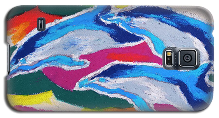 Dolphin Galaxy S5 Case featuring the painting Happy Dolphin Dance by Stephen Anderson