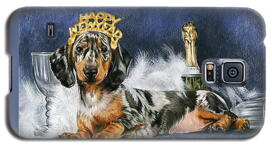Dog Galaxy S5 Case featuring the mixed media Happy New Year by Barbara Keith