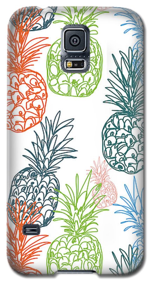 Pineapple Galaxy S5 Case featuring the digital art Happy Pineapple- Art by Linda Woods by Linda Woods