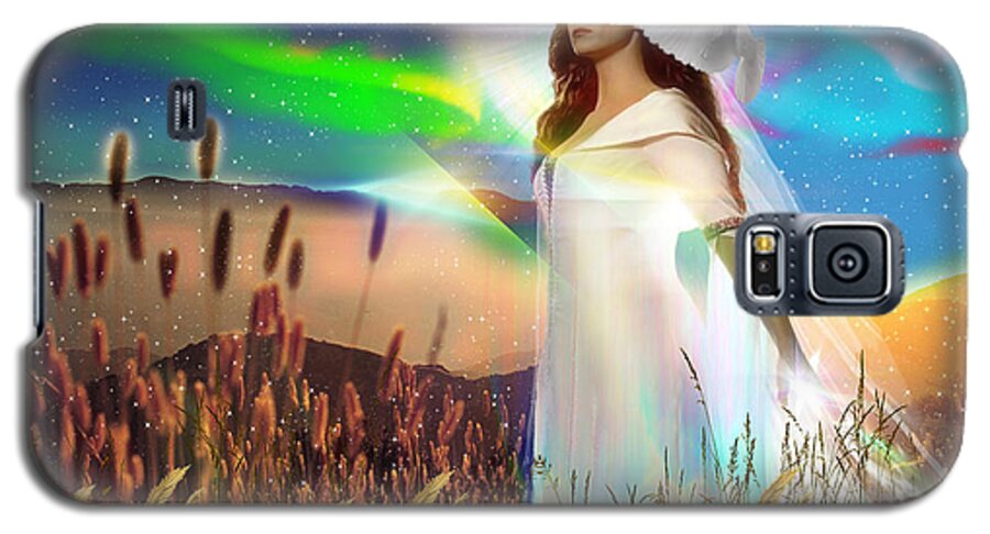 Wheat And Tare Galaxy S5 Case featuring the digital art Harvest Bride by Dolores Develde