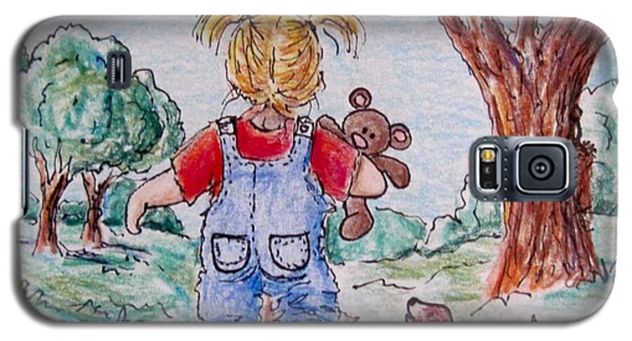 Children Galaxy S5 Case featuring the drawing Have bear, will travel by Megan Walsh