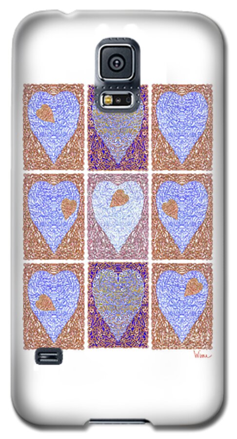 Lise Winne Galaxy S5 Case featuring the digital art Hearts Within Hearts In Copper and Blue by Lise Winne