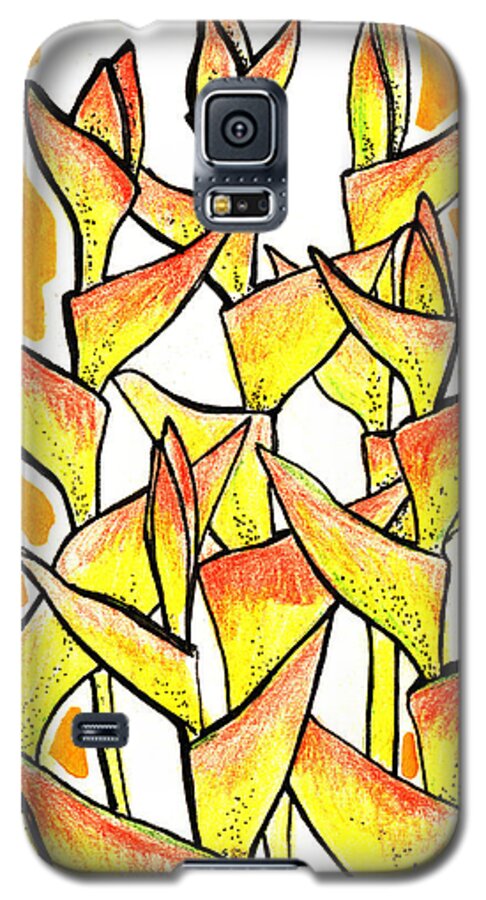 Heliconia Rostrata Galaxy S5 Case featuring the drawing Heliconia Rostrata / Lobster Claw by Julia Khoroshikh