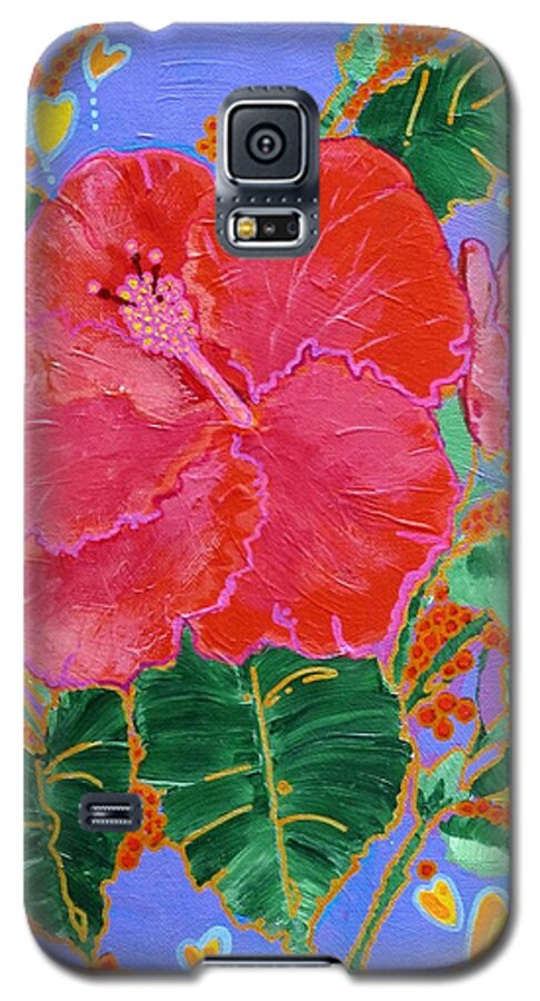 Flowers Galaxy S5 Case featuring the painting Hibiscus Motif by Adele Bower