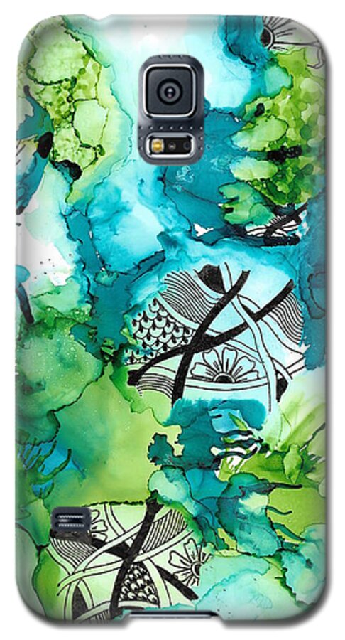 Zentangle Galaxy S5 Case featuring the drawing Hidden Treasure by Jan Steinle