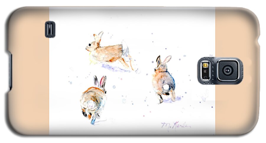 Bunnies Galaxy S5 Case featuring the painting Hightailing Bunnies by Marsha Karle
