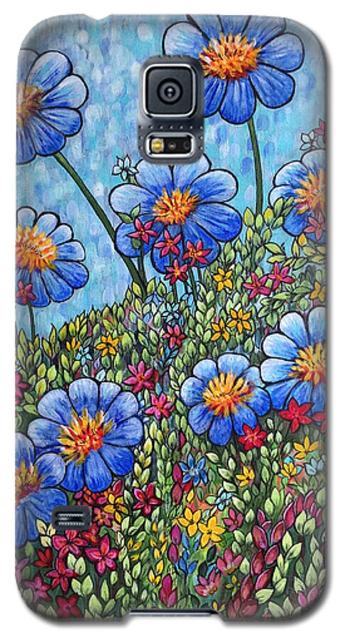 Blue Flowers Galaxy S5 Case featuring the painting Hillside Blues by Holly Carmichael
