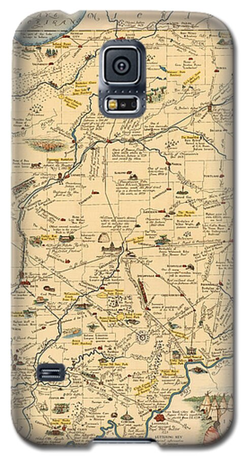 Indiana Galaxy S5 Case featuring the mixed media Historical Illustrated Map of Indiana - Cartography - Vintage Map by Studio Grafiikka
