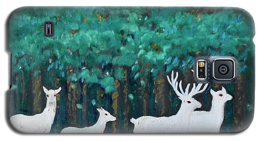 Reindeer Galaxy S5 Case featuring the painting Holiday Season Dance by Julie Todd-Cundiff