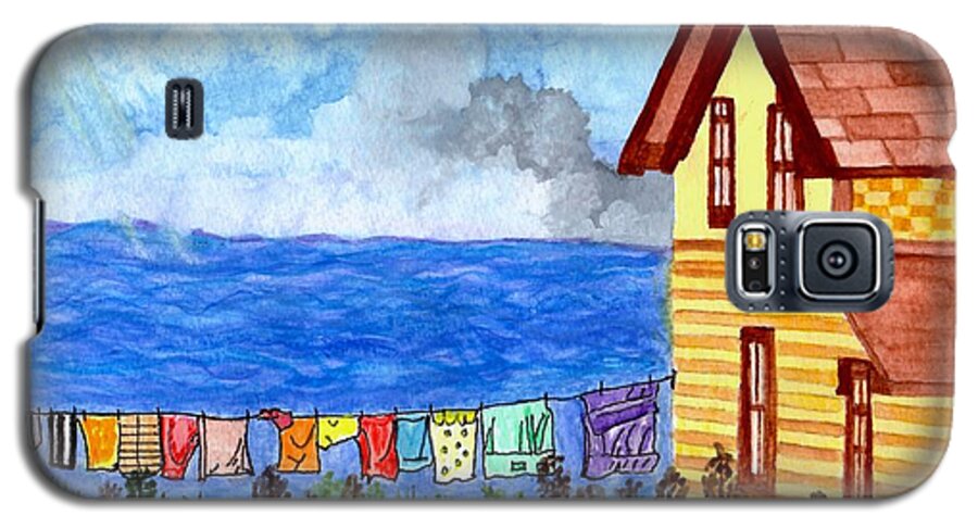 Hous At Beach Galaxy S5 Case featuring the painting Home Sweet Home by Connie Valasco
