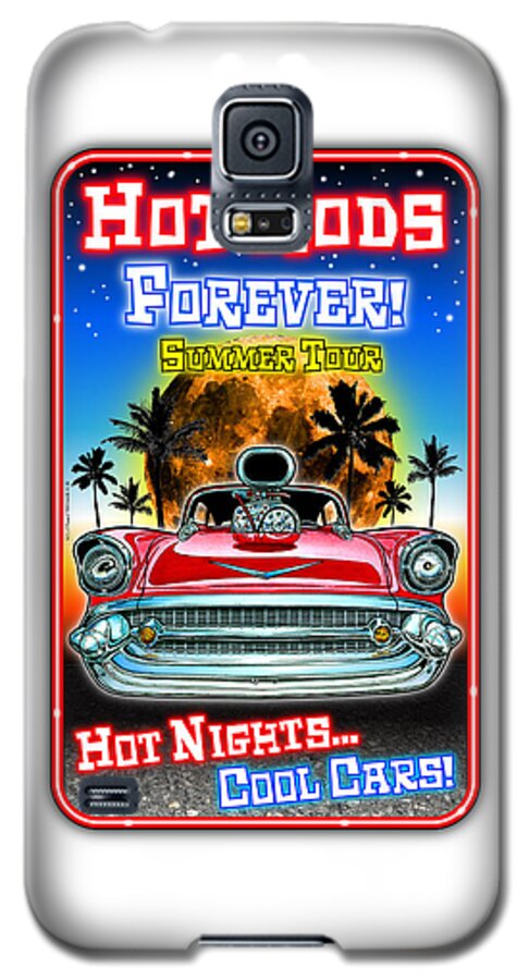 1957 Chevy Bel Air Galaxy S5 Case featuring the digital art Hot Rods Forever Summer Tour by K Scott Teeters