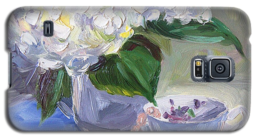 Art Print Galaxy S5 Case featuring the painting Hydrangeas with Pearls by Jennifer Beaudet