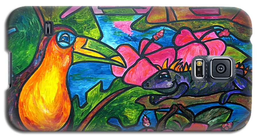 Iguana Galaxy S5 Case featuring the painting Iguana Eco Tour by Patti Schermerhorn