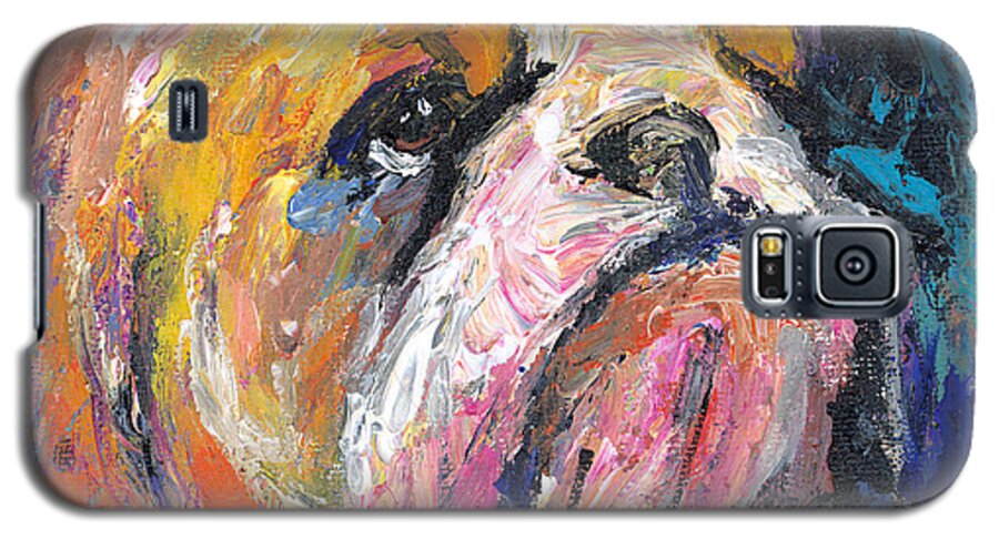 Bulldog Painting Galaxy S5 Case featuring the painting Impressionistic Bulldog painting by Svetlana Novikova