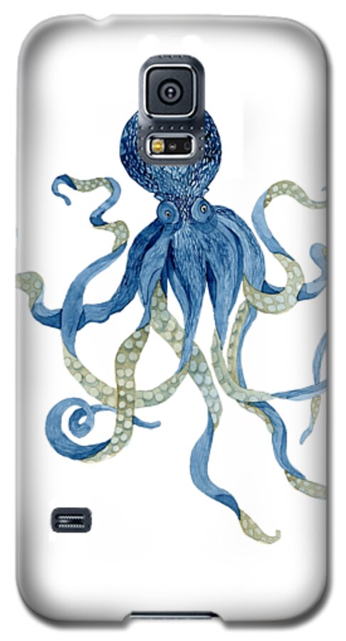 Indigo Galaxy S5 Case featuring the painting Indigo Ocean Blue Octopus by Audrey Jeanne Roberts