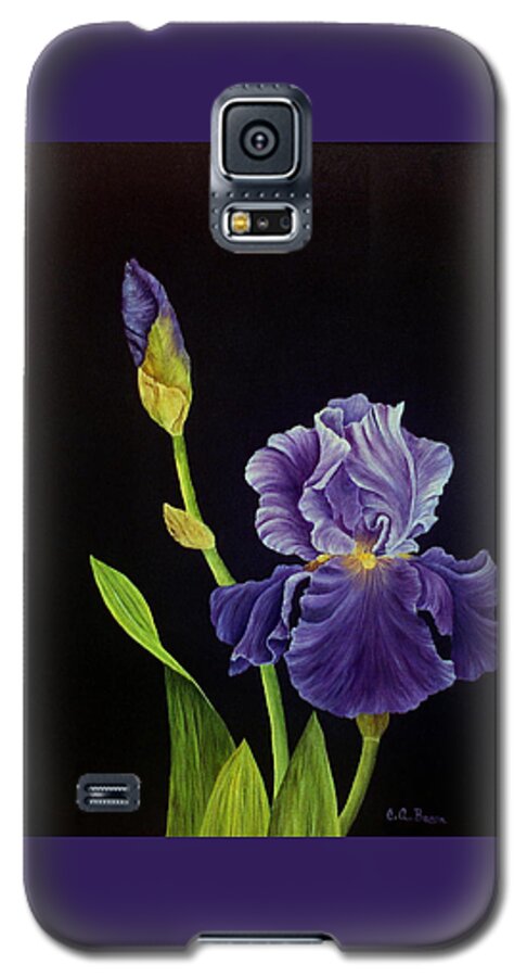 Iris Galaxy S5 Case featuring the painting Iris with Purple Ruffles by Charlotte Bacon