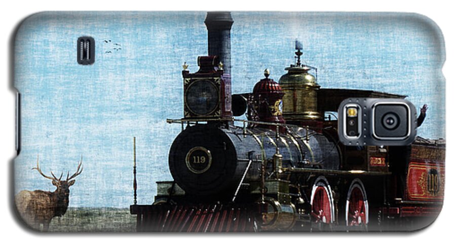Railroad Galaxy S5 Case featuring the photograph Iron Horse Invades the Plains by Lianne Schneider