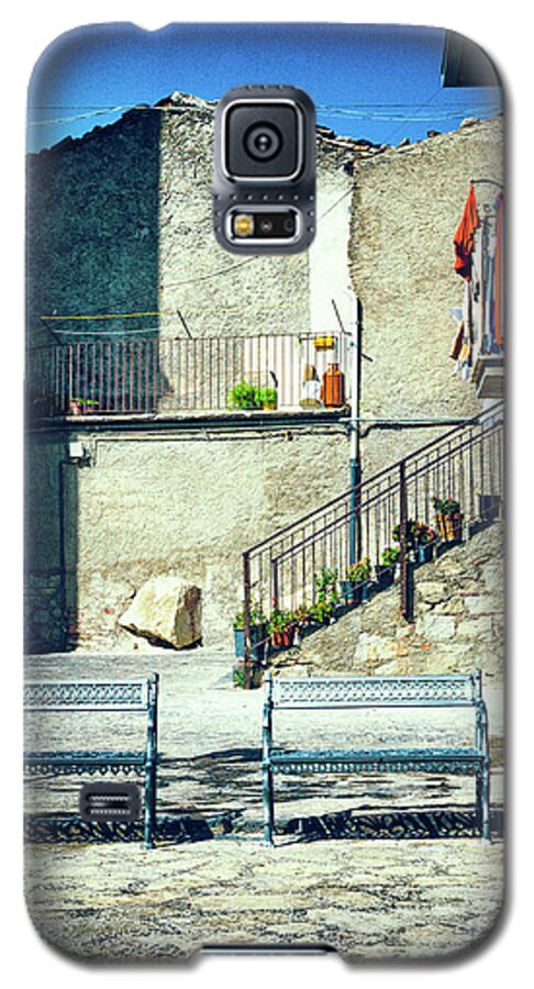 Architecture Galaxy S5 Case featuring the photograph Italian square with benches by Silvia Ganora