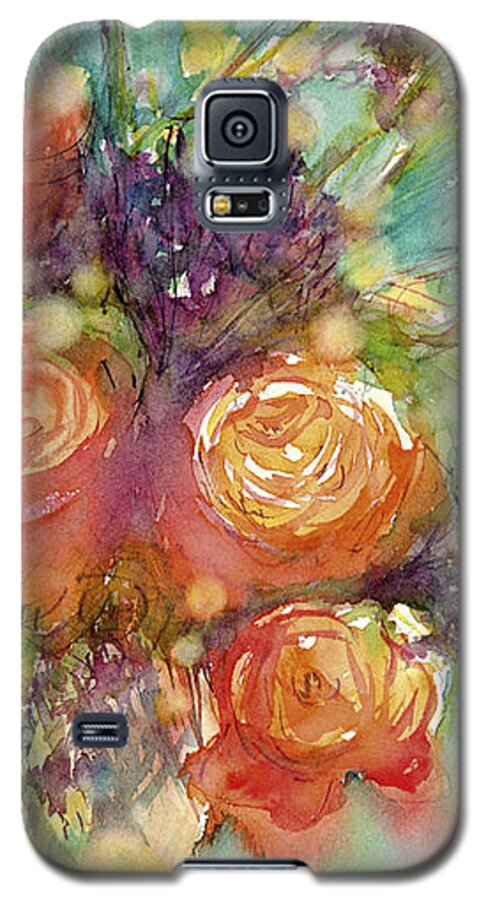 Flowers Galaxy S5 Case featuring the painting It's a Teal World by Judith Levins