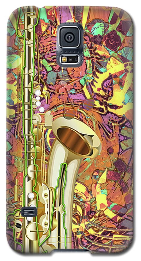 Abstract Galaxy S5 Case featuring the digital art Jazz Me Up by Eleni Synodinou