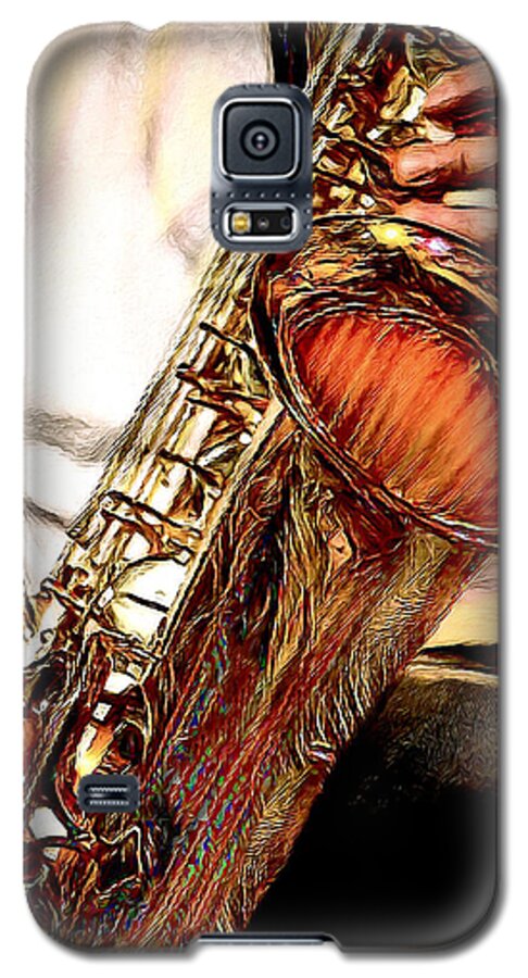 Jazz Galaxy S5 Case featuring the digital art Jazzy Sax by Pennie McCracken