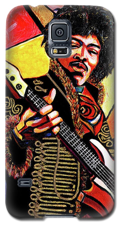 Abstract Galaxy S5 Case featuring the mixed media Jimi Hendrix by Everett Spruill