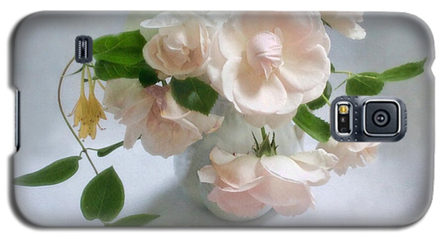 Roses Galaxy S5 Case featuring the photograph June Roses with Honeysuckle by Louise Kumpf