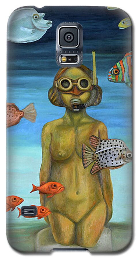 Gas Mask Galaxy S5 Case featuring the painting Just Breathe by Leah Saulnier The Painting Maniac