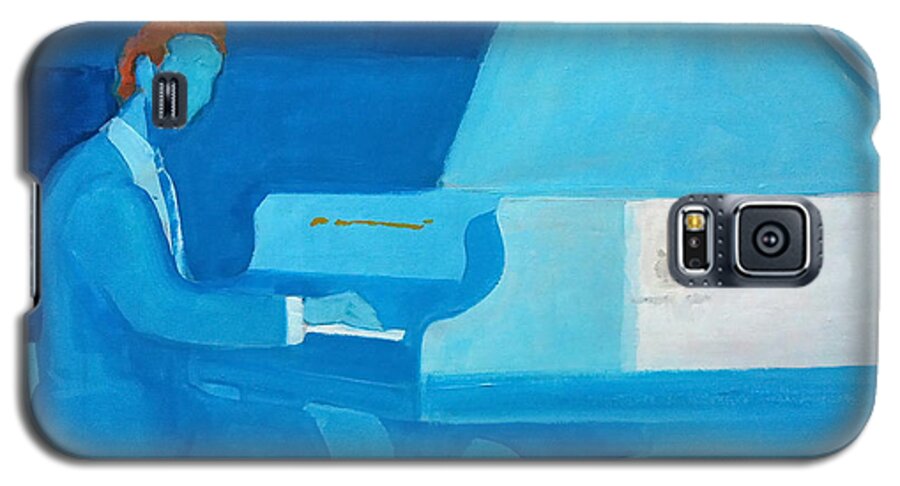 Blue Piano Galaxy S5 Case featuring the painting Justin Levitt Steinway Piano Blue by Suzanne Giuriati Cerny