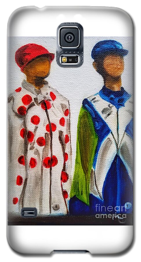 Jockeys Galaxy S5 Case featuring the painting Kentucky Derby Jockey Mannequins by Mary Capriole