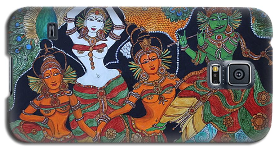 Krishna Galaxy S5 Case featuring the painting Krishna And Gopika by Saranya Haridasan