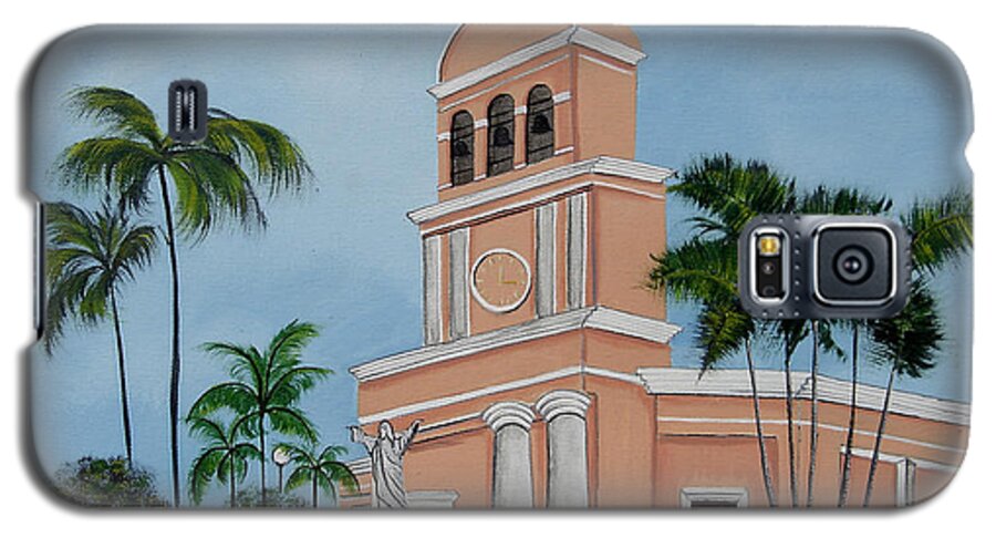 Church Galaxy S5 Case featuring the painting La Monserrate by Gloria E Barreto-Rodriguez