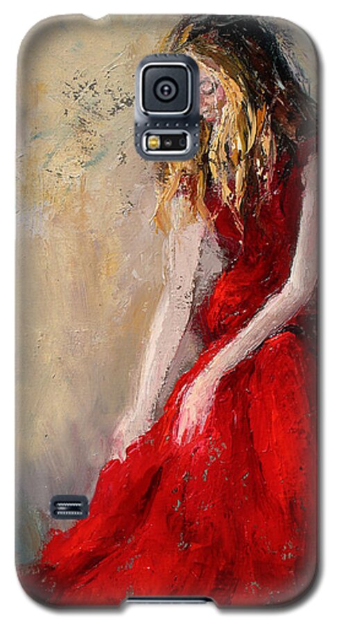 Portrait Galaxy S5 Case featuring the painting Lady in Red 2 by Jennifer Beaudet