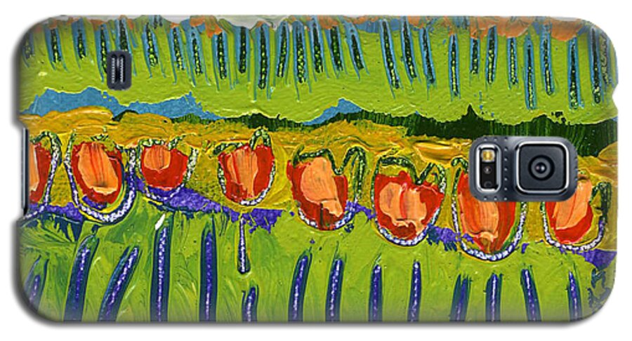 Landscape Galaxy S5 Case featuring the painting Landscape in Green and Orange by Jennifer Lommers