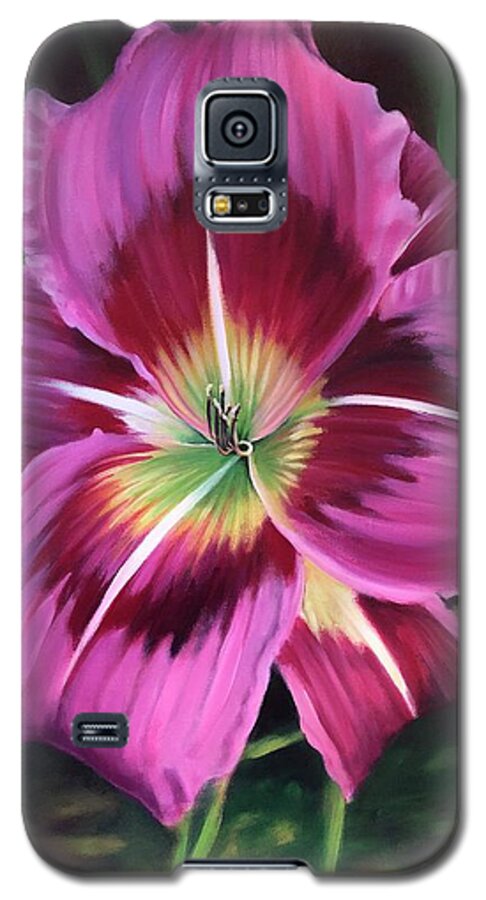 Daylily Galaxy S5 Case featuring the painting Lavender Daylily by Rand Burns