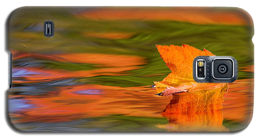 Fall Galaxy S5 Case featuring the photograph Leaf on water by Benjamin Dahl
