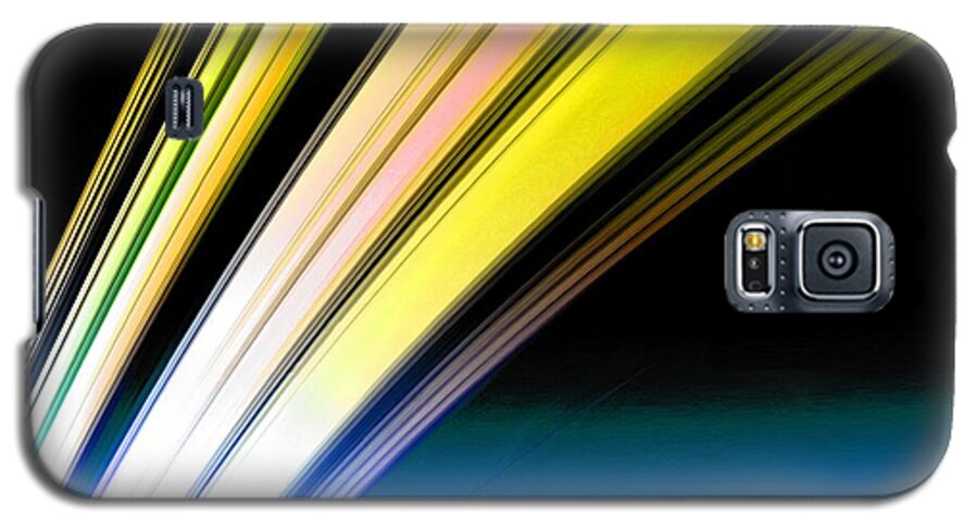Saturn Galaxy S5 Case featuring the painting Leaving Saturn in Gold and Blue by Pet Serrano