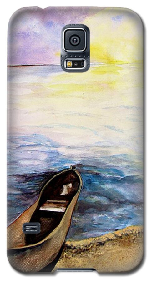 Canoe Galaxy S5 Case featuring the painting Left Alone by Lil Taylor