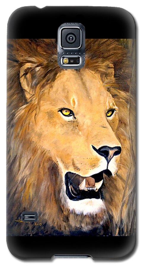 African Art Galaxy S5 Case featuring the painting Leo by Alan Lakin