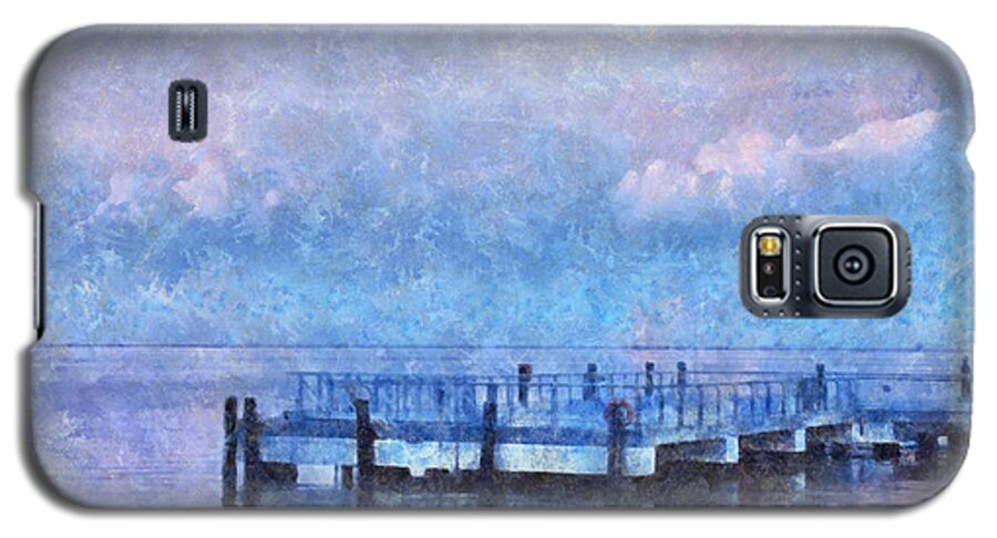 Water Galaxy S5 Case featuring the mixed media Lewes Pier by Trish Tritz