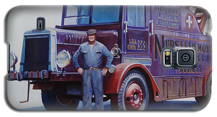 Leyland Galaxy S5 Case featuring the painting Leyland wrecker 1930. by Mike Jeffries