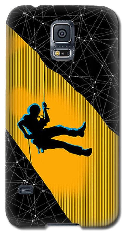 Rock Climbing Galaxy S5 Case featuring the painting Life on the Edge by Sassan Filsoof