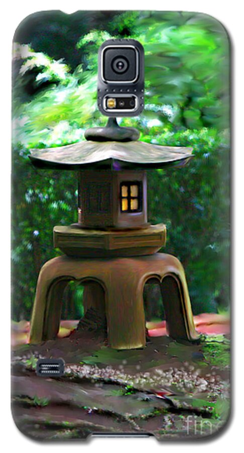 Asian Galaxy S5 Case featuring the digital art Light-On Pagoda by Lisa Redfern