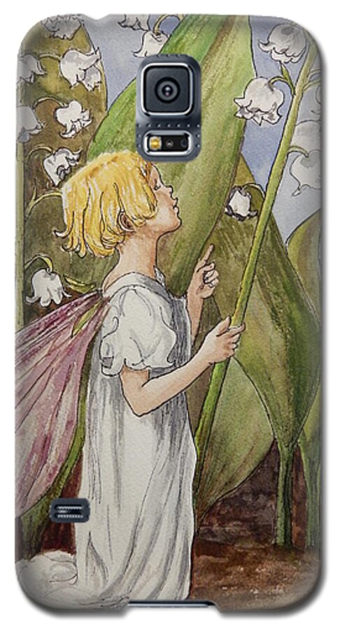 Lily Of The Valley Flowers Galaxy S5 Case featuring the painting Lily of the Valley Fairy After Cicely Mary Barker by Betty-Anne McDonald