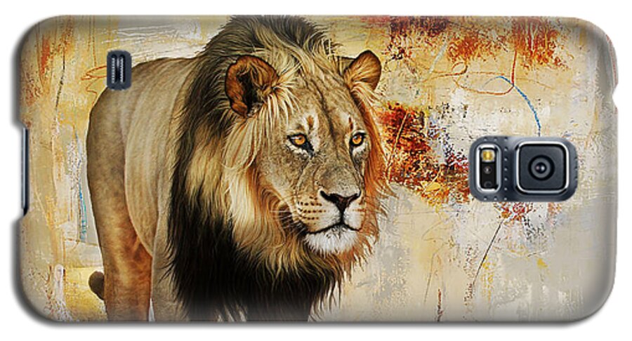 Cheetah Galaxy S5 Case featuring the painting Lion hunt by Gull G