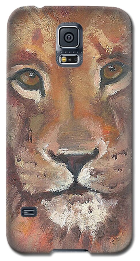 Mini Painting Galaxy S5 Case featuring the painting Lion by Jessmyne Stephenson