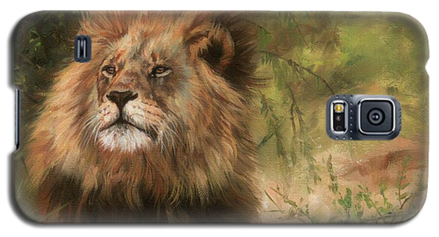 Lion Galaxy S5 Case featuring the painting Lion resting by David Stribbling