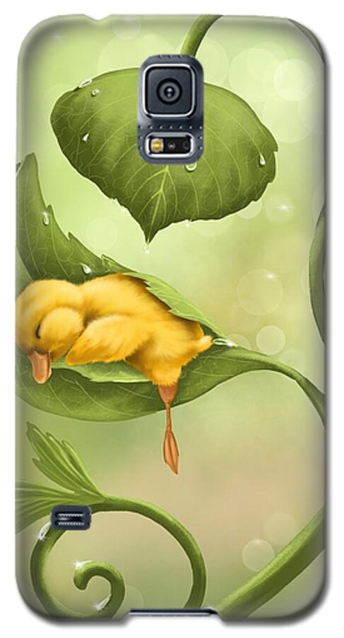Duck Galaxy S5 Case featuring the painting Little duck by Veronica Minozzi